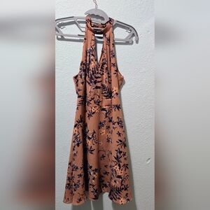 Express Halter Backless Dress - Pink and Purple Floral